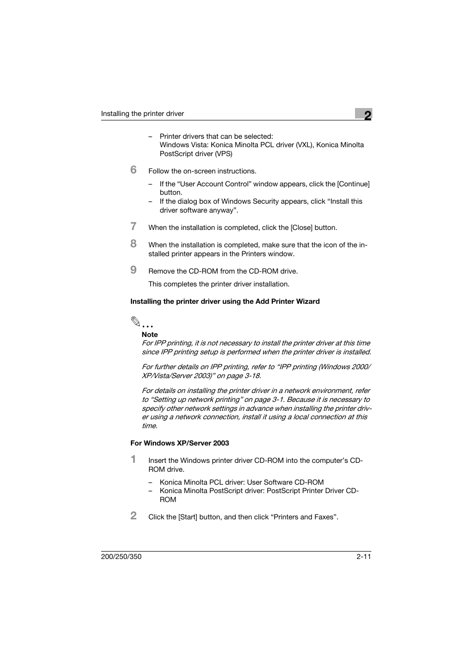 For windows xp/server 2003 | Konica Minolta bizhub 200 User Manual | Page 42 / 382