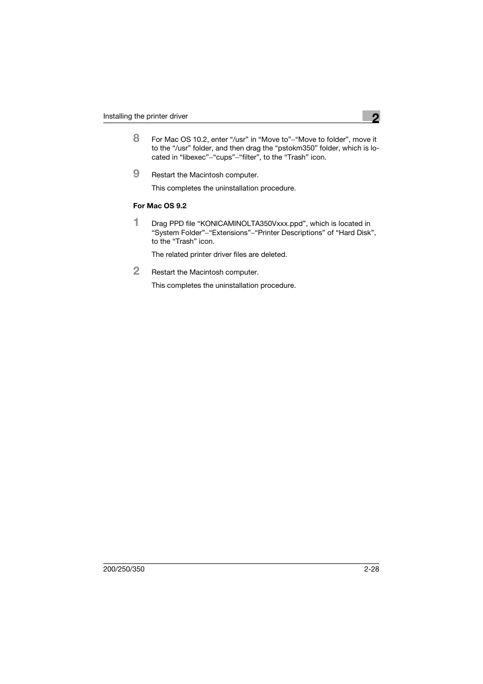 For mac os 9.2, For mac os 9.2 -28 | Konica Minolta bizhub 200 User Manual | Page 59 / 382