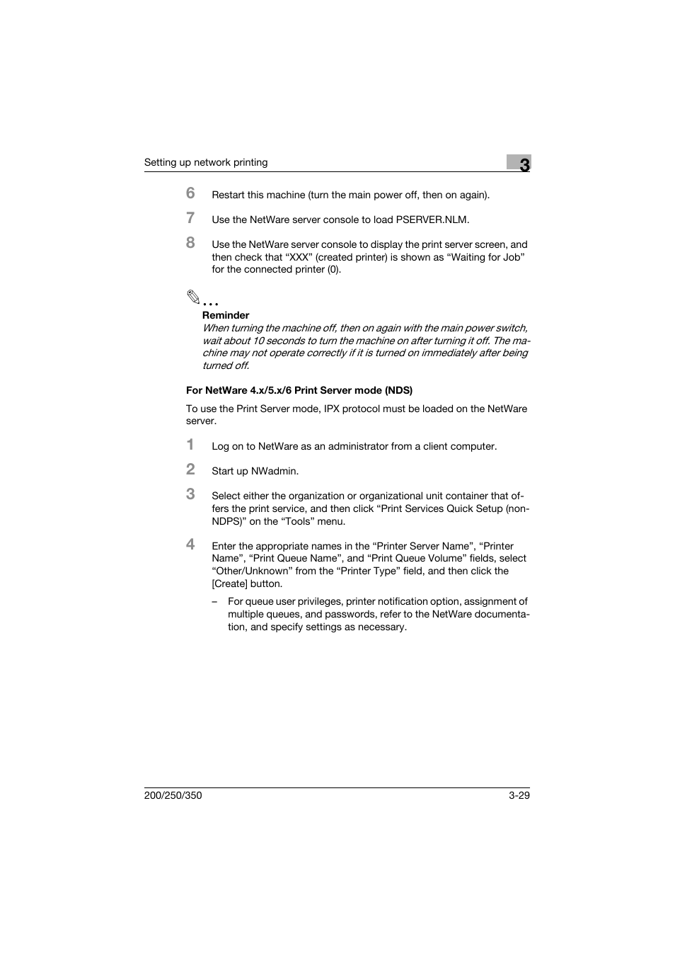 For netware 4.x/5.x/6 print server mode (nds), For netware 4.x/5.x/6 print server mode (nds) -29 | Konica Minolta bizhub 200 User Manual | Page 88 / 382