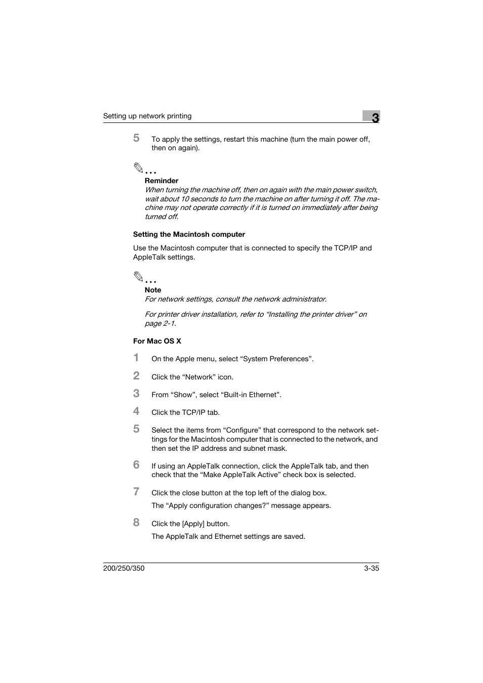 Setting the macintosh computer, For mac os x | Konica Minolta bizhub 200 User Manual | Page 94 / 382