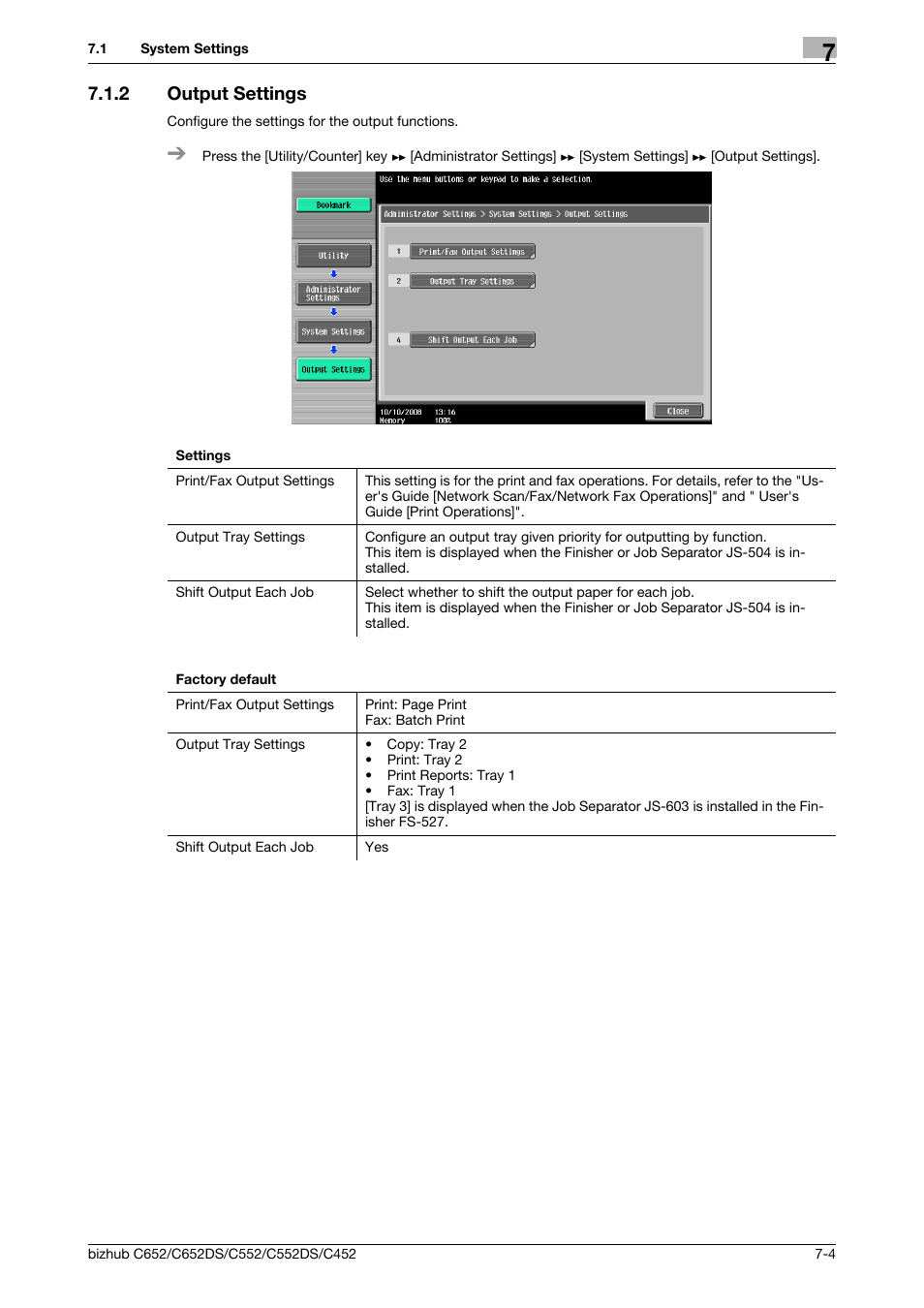 2 output settings, Output settings -4 | Konica Minolta BIZHUB C652DS User Manual | Page 152 / 307