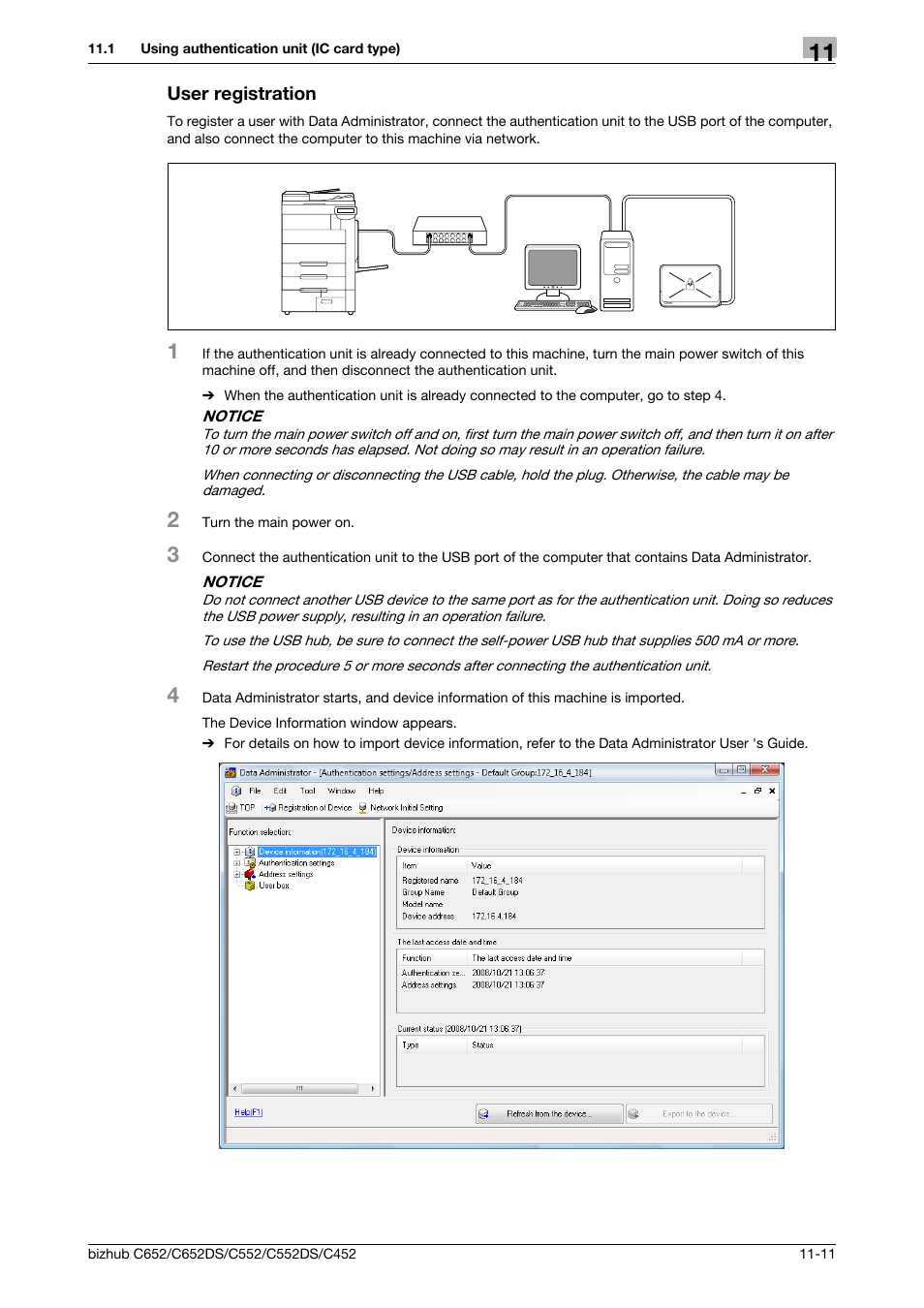 User registration, User registration -11 | Konica Minolta BIZHUB C652DS User Manual | Page 264 / 307