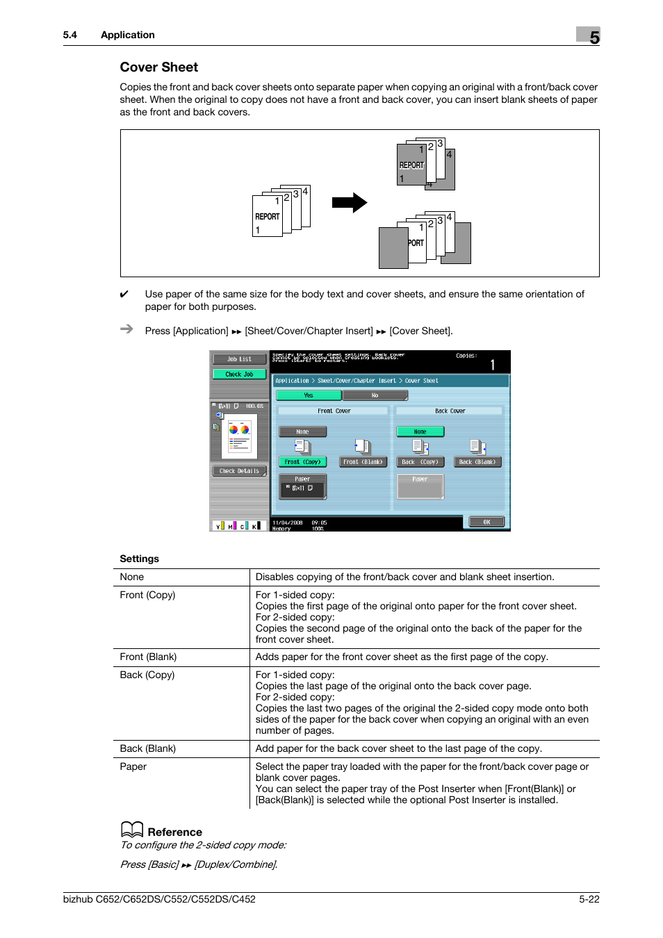 Cover sheet, Cover sheet -22 | Konica Minolta BIZHUB C652DS User Manual | Page 88 / 307