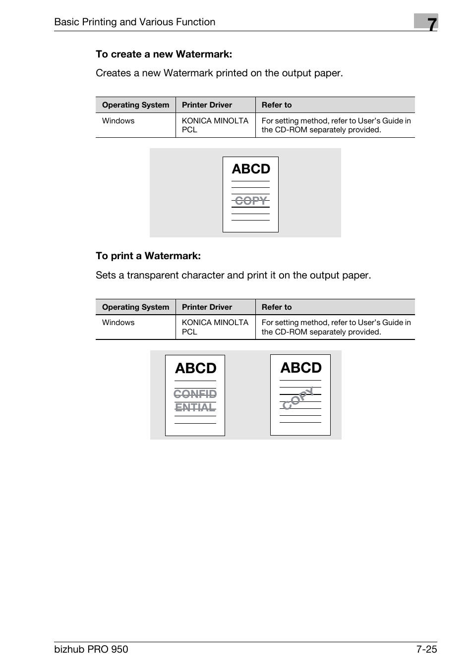 To create a new watermark, To print a watermark, Abcd | Konica Minolta bizhub PRO 950 User Manual | Page 110 / 122