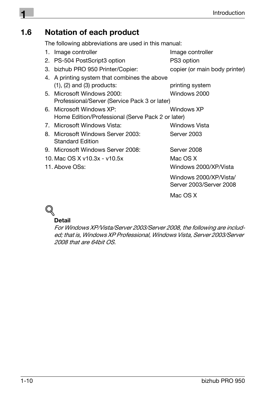 6 notation of each product, Notation of each product -10 | Konica Minolta bizhub PRO 950 User Manual | Page 15 / 122