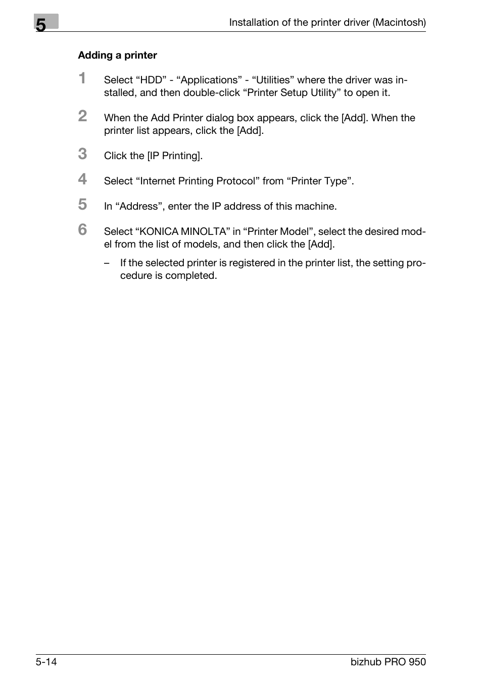 Adding a printer | Konica Minolta bizhub PRO 950 User Manual | Page 77 / 122