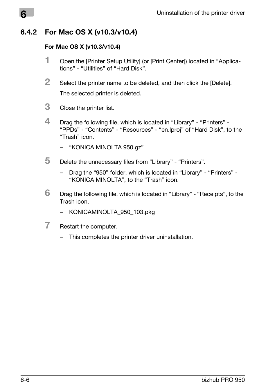 2 for mac os x (v10.3/v10.4), For mac os x (v10.3/v10.4), For mac os x (v10.3/v10.4) -6 | Konica Minolta bizhub PRO 950 User Manual | Page 85 / 122