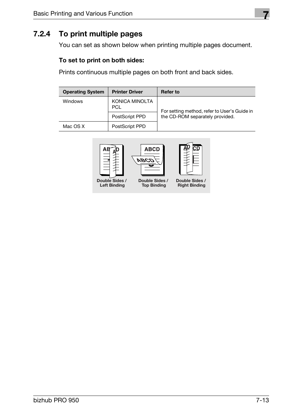 To set to print on both sides, 4 to print multiple pages | Konica Minolta bizhub PRO 950 User Manual | Page 98 / 122