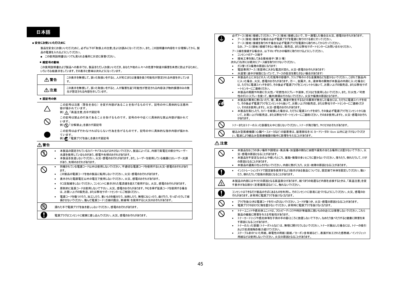 45 日本語 | Konica Minolta bizhub C3350 User Manual | Page 46 / 54