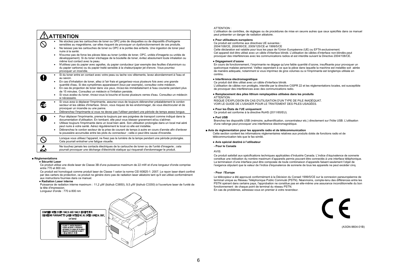 Attention | Konica Minolta bizhub C3350 User Manual | Page 7 / 54