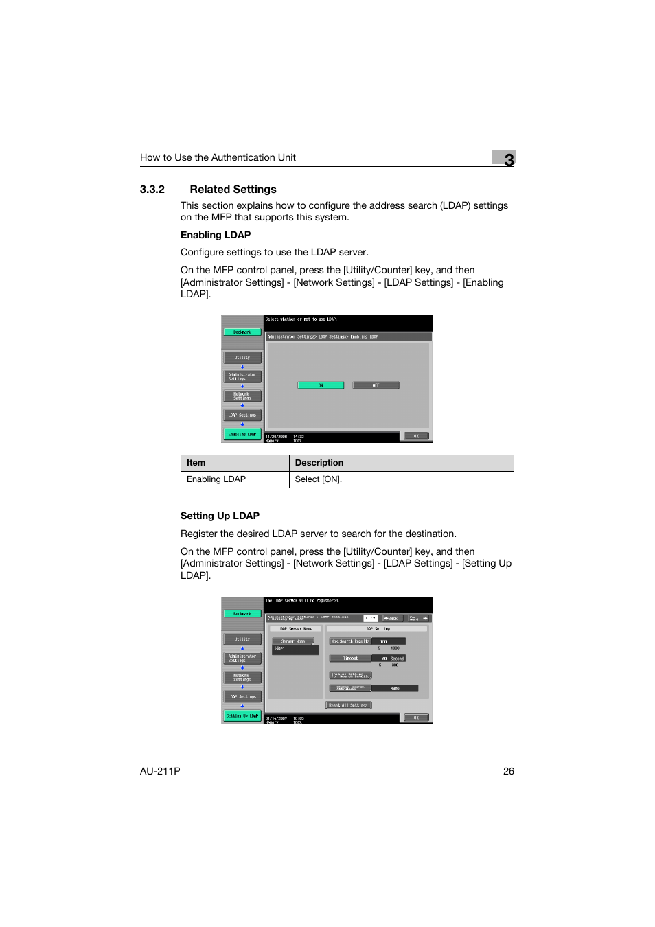 2 related settings, Related settings | Konica Minolta AU-211P User Manual | Page 27 / 65