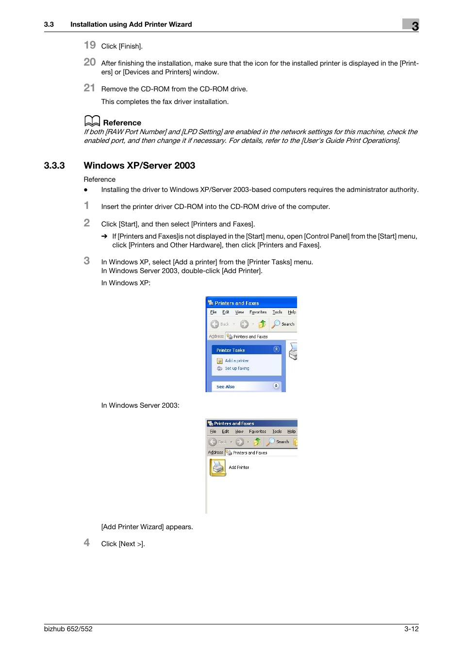 3 windows xp/server 2003, Windows xp/server 2003 -12 | Konica Minolta bizhub 652 User Manual | Page 23 / 73
