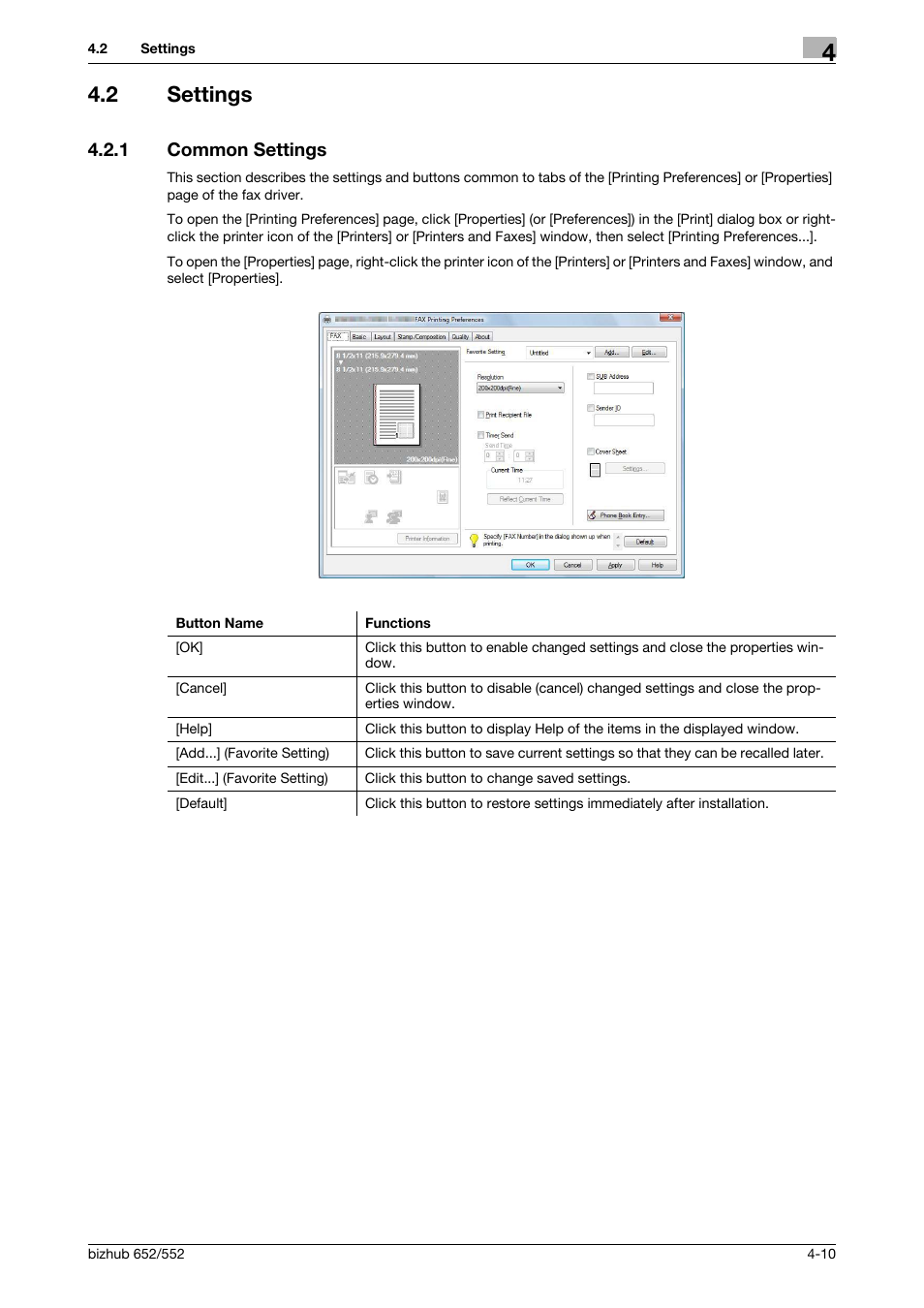 2 settings, 1 common settings, Settings -10 | Common settings -10 | Konica Minolta bizhub 652 User Manual | Page 40 / 73