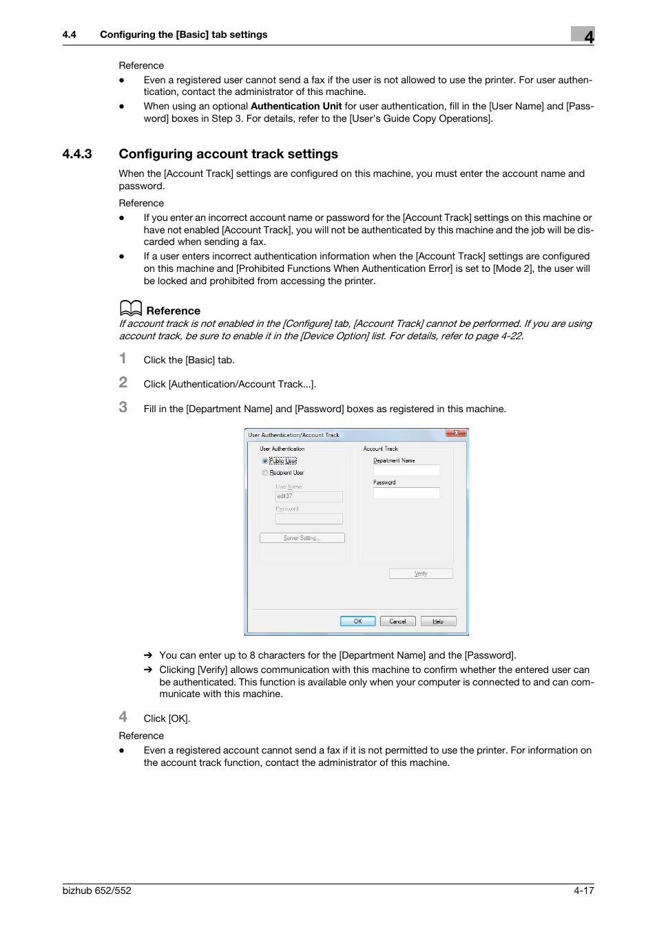 3 configuring account track settings, Configuring account track settings -17 | Konica Minolta bizhub 652 User Manual | Page 47 / 73