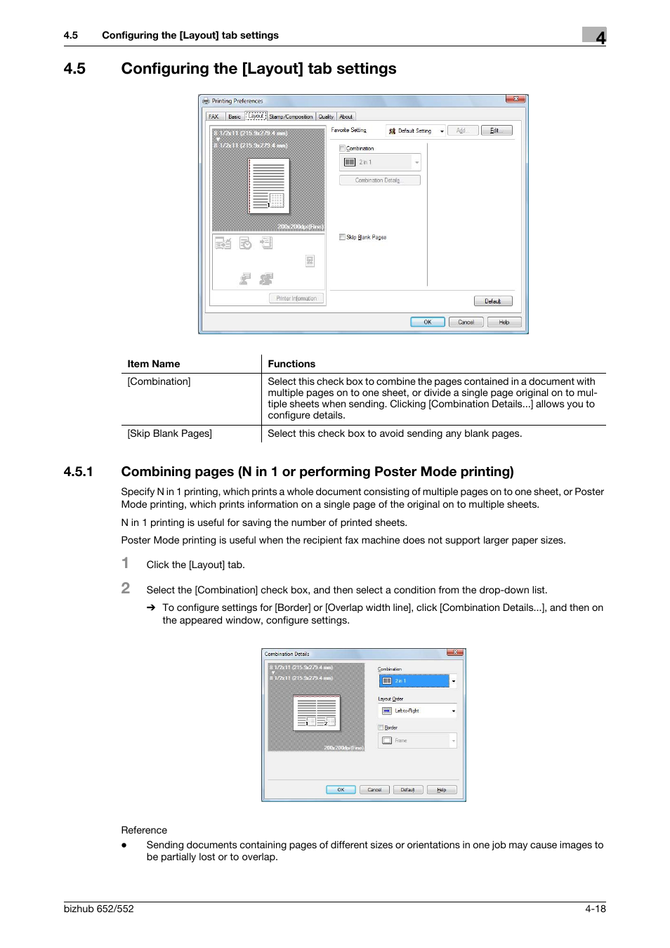 5 configuring the [layout] tab settings, Configuring the [layout] tab settings -18 | Konica Minolta bizhub 652 User Manual | Page 48 / 73