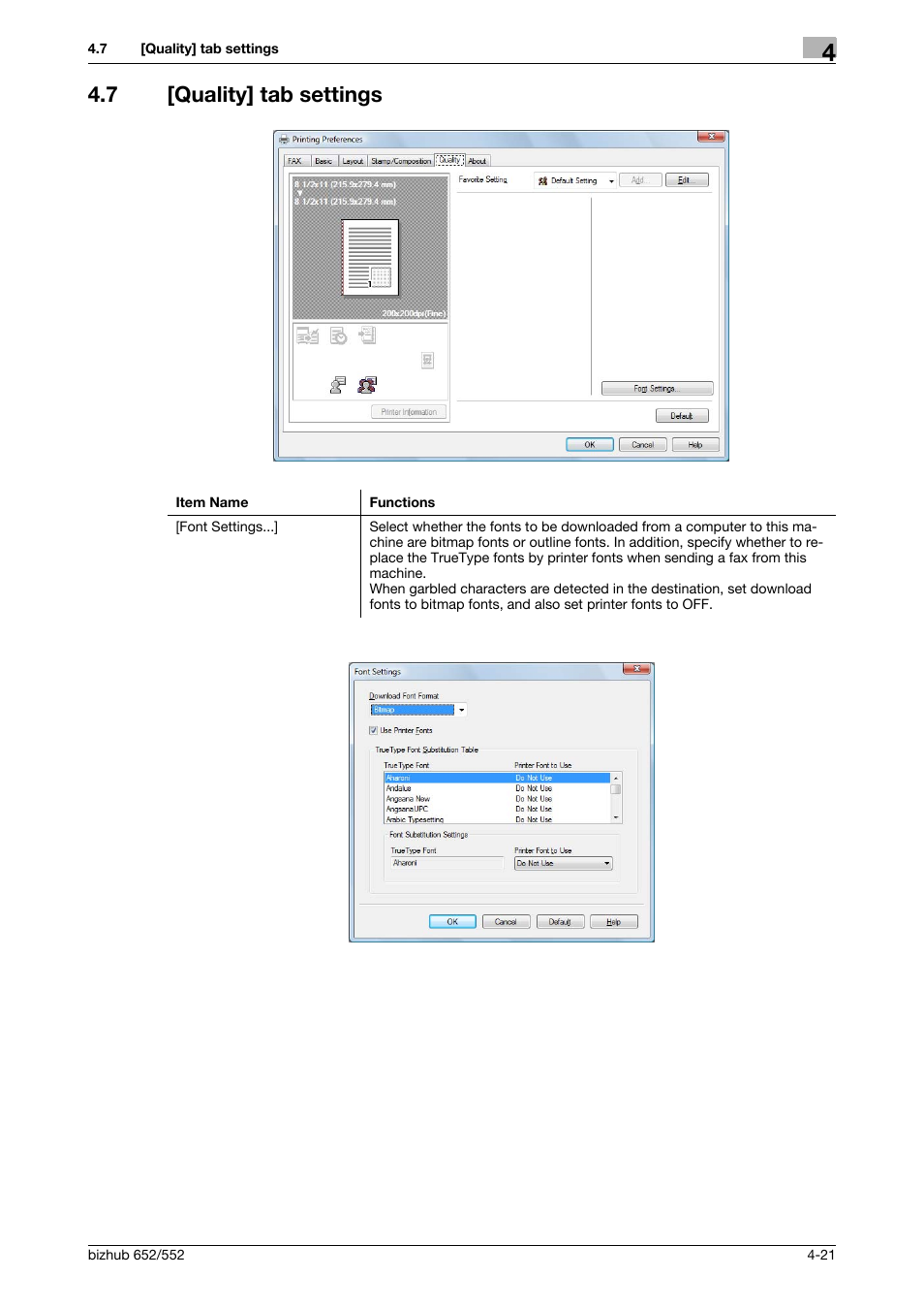 7 [quality] tab settings, Quality] tab settings -21 | Konica Minolta bizhub 652 User Manual | Page 51 / 73