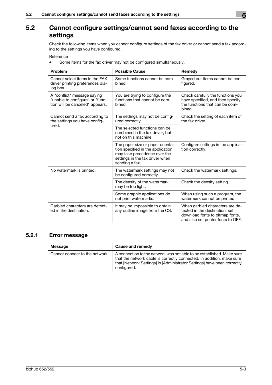 1 error message, Error message -3 | Konica Minolta bizhub 652 User Manual | Page 63 / 73