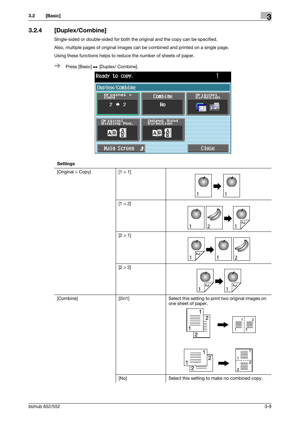 4 [duplex/combine, Duplex/combine] -9, P. 3-9 | Konica Minolta bizhub 552 User Manual | Page 30 / 61