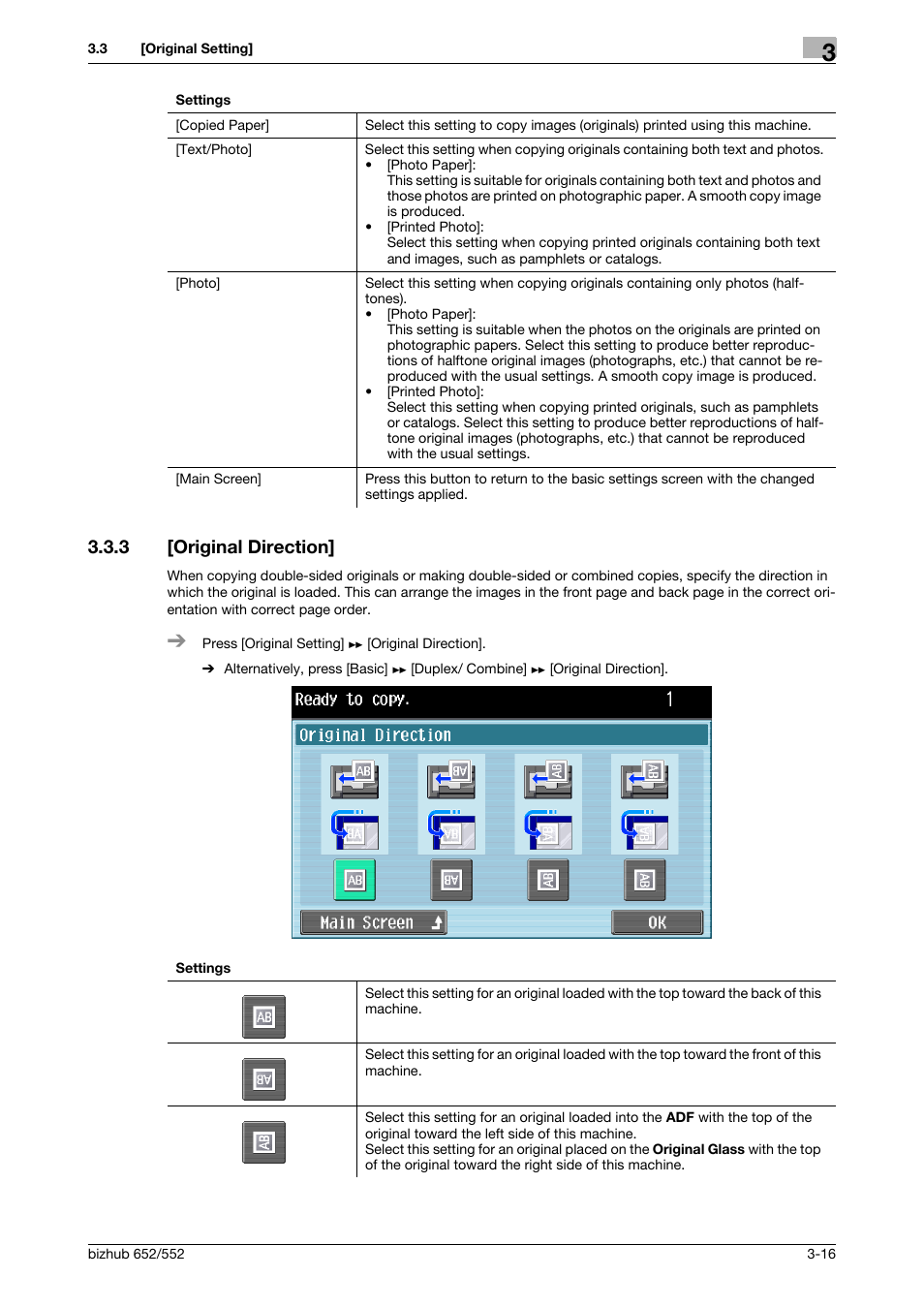 3 [original direction, Original direction] -16, P. 3-16 | Konica Minolta bizhub 552 User Manual | Page 37 / 61