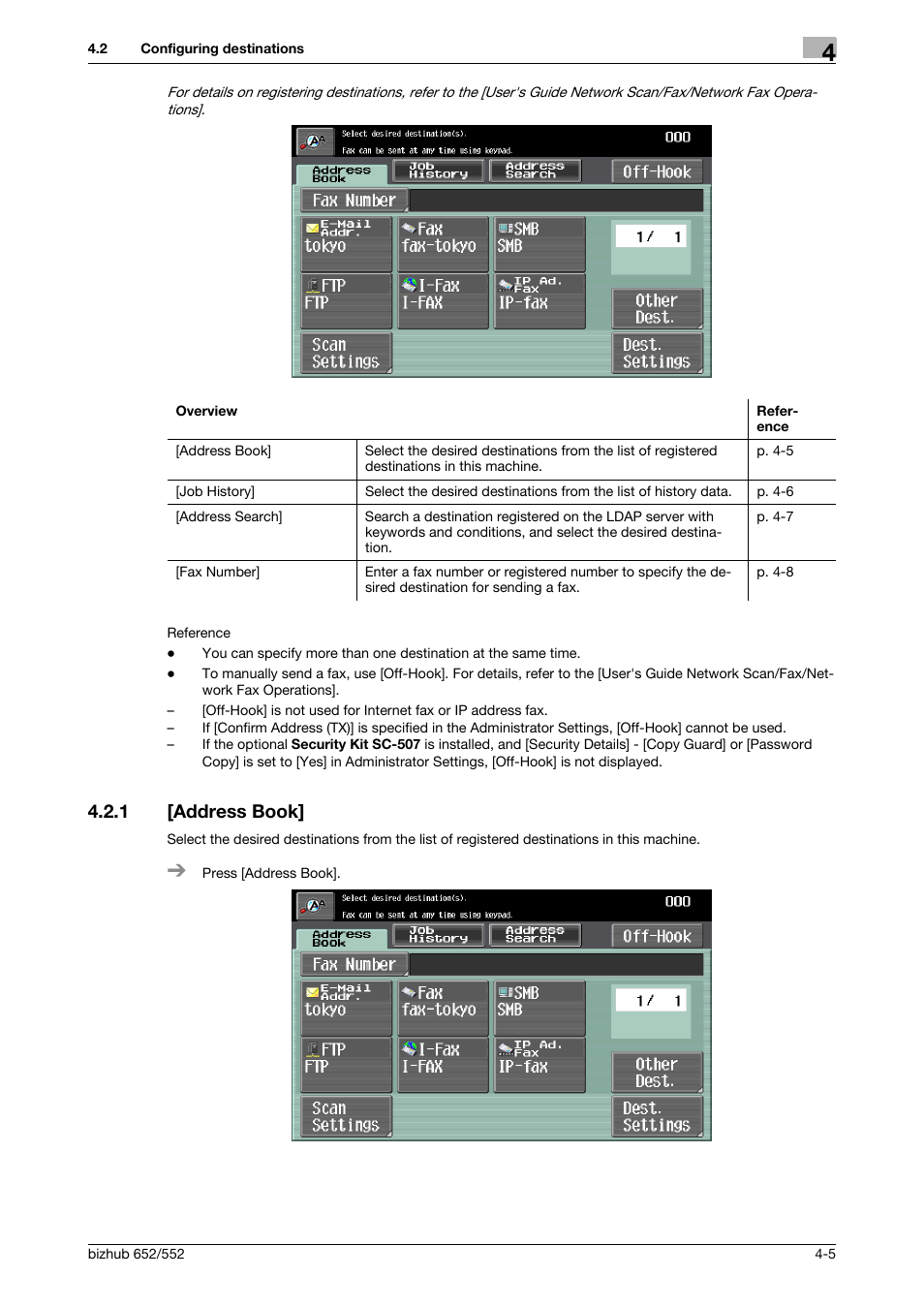 1 [address book, Address book] -5 | Konica Minolta bizhub 552 User Manual | Page 44 / 61