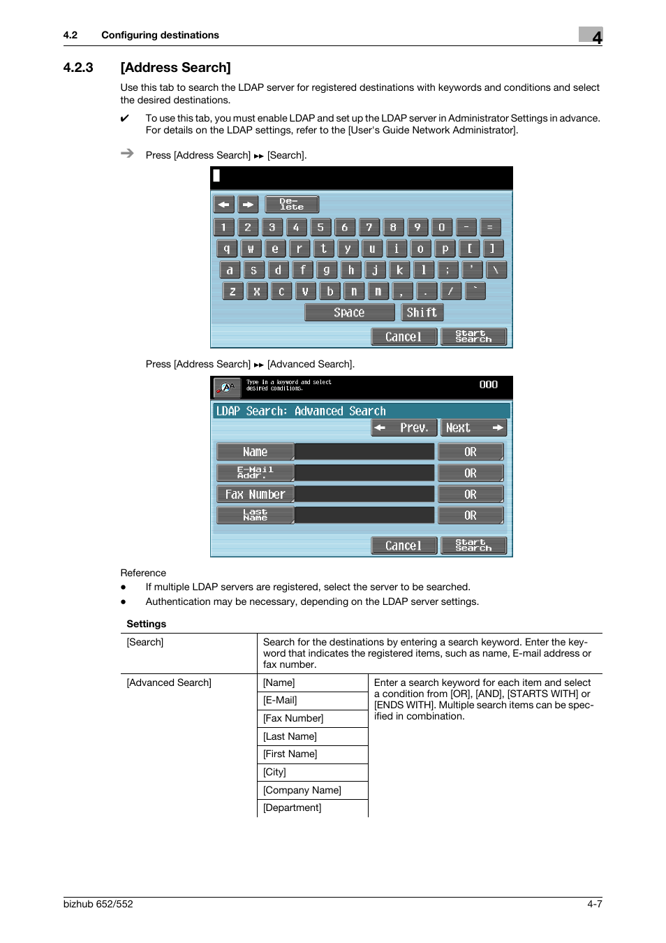 3 [address search, Address search] -7, P. 4-7 | Konica Minolta bizhub 552 User Manual | Page 46 / 61