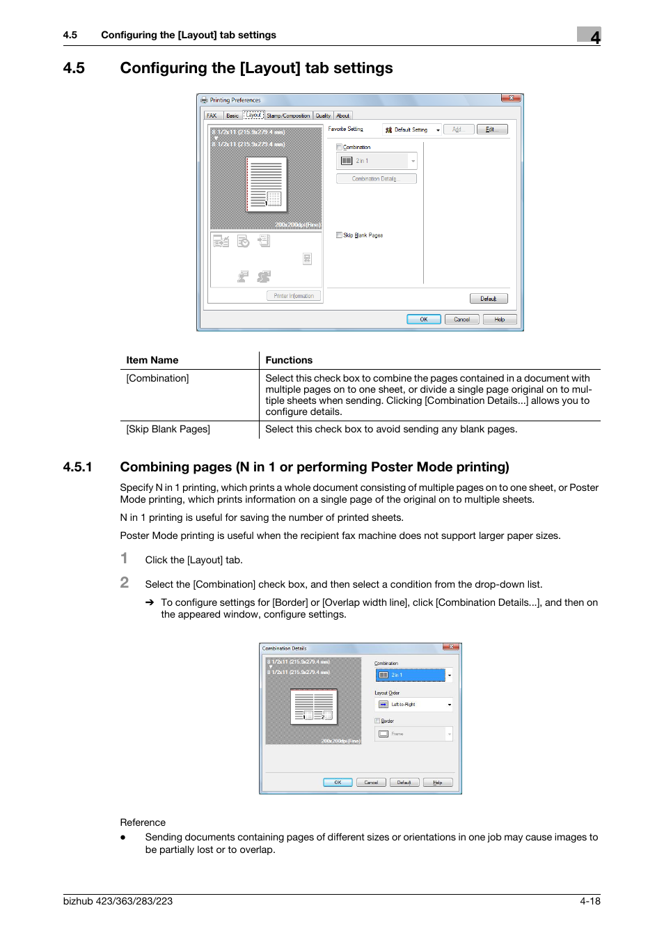 5 configuring the [layout] tab settings, Configuring the [layout] tab settings -18 | Konica Minolta BIZHUB 223 User Manual | Page 51 / 76