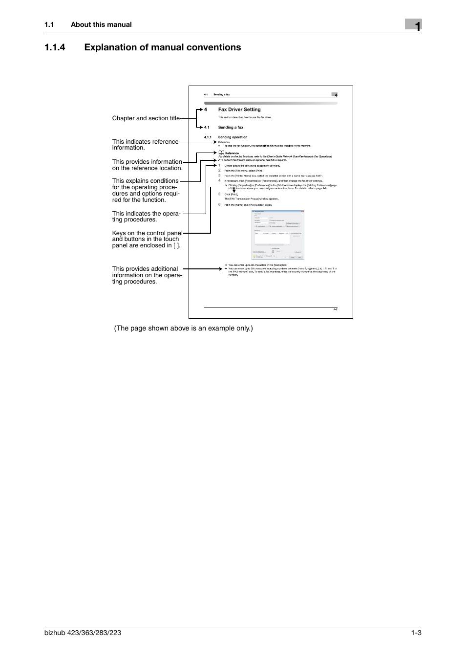 4 explanation of manual conventions, Explanation of manual conventions -3 | Konica Minolta BIZHUB 223 User Manual | Page 6 / 76