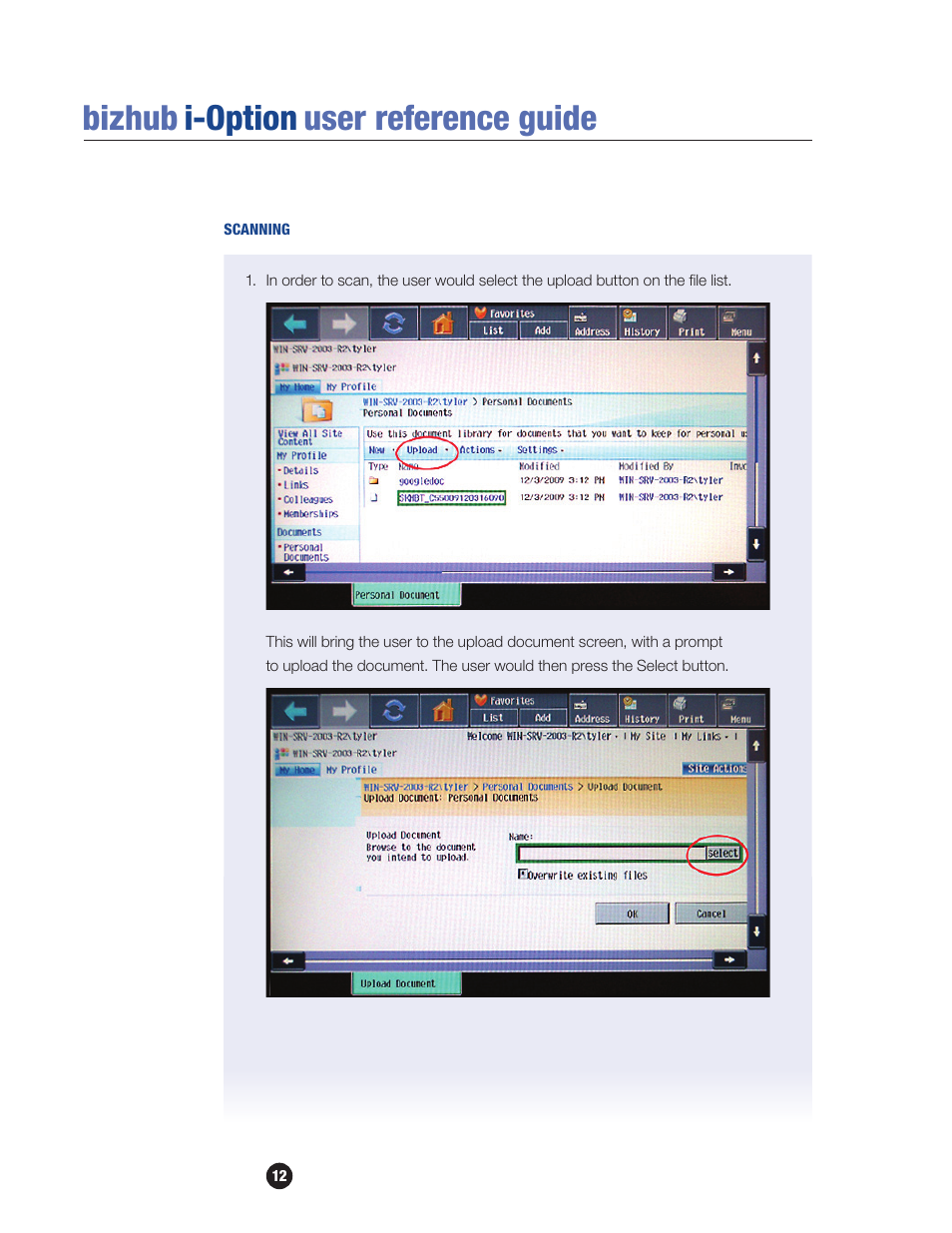 Scanning, Bizhub i-option user reference guide | Konica Minolta bizhub 601 User Manual | Page 14 / 20
