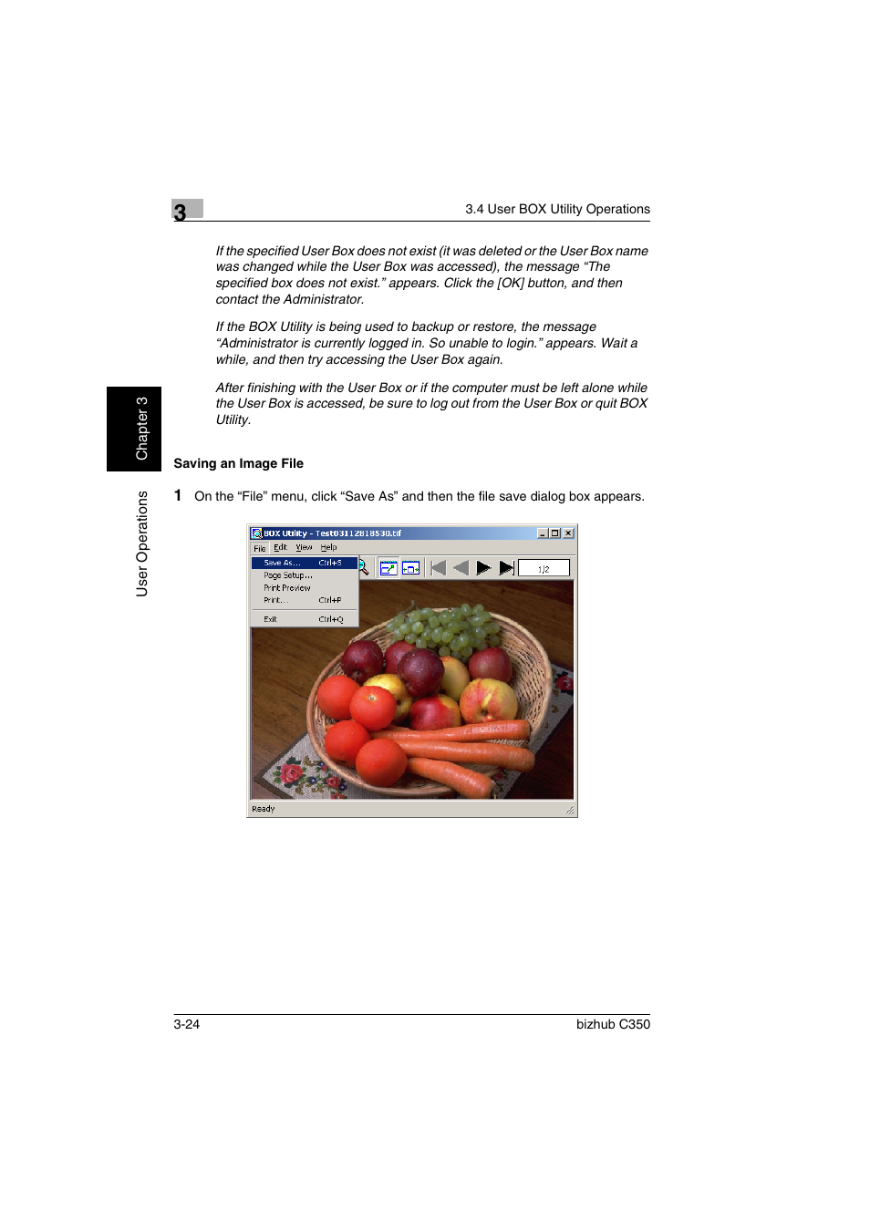 Saving an image file, Saving an image file -24 | Konica Minolta bizhub C350 User Manual | Page 82 / 87
