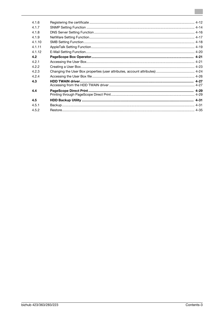 Konica Minolta BIZHUB 223 User Manual | Page 4 / 185