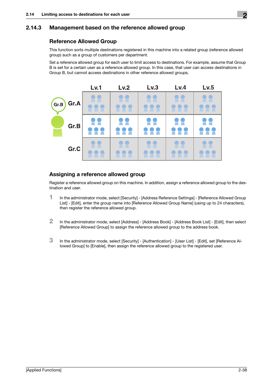 3 management based on the reference allowed group, Reference allowed group, Assigning a reference allowed group | Konica Minolta bizhub 4750 User Manual | Page 103 / 149