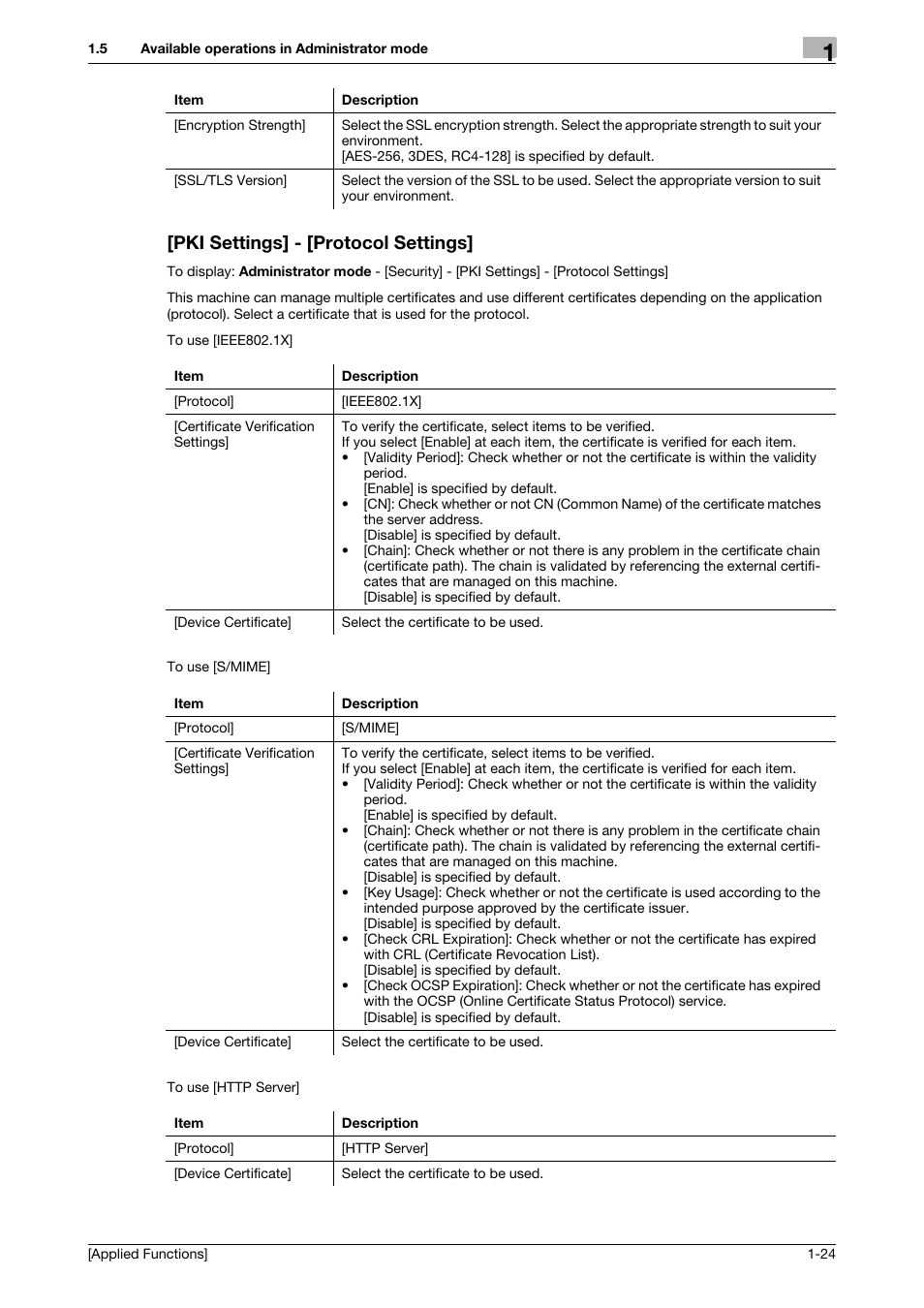 Pki settings] - [protocol settings, Pki settings] - [protocol settings] -24 | Konica Minolta bizhub 4750 User Manual | Page 30 / 149