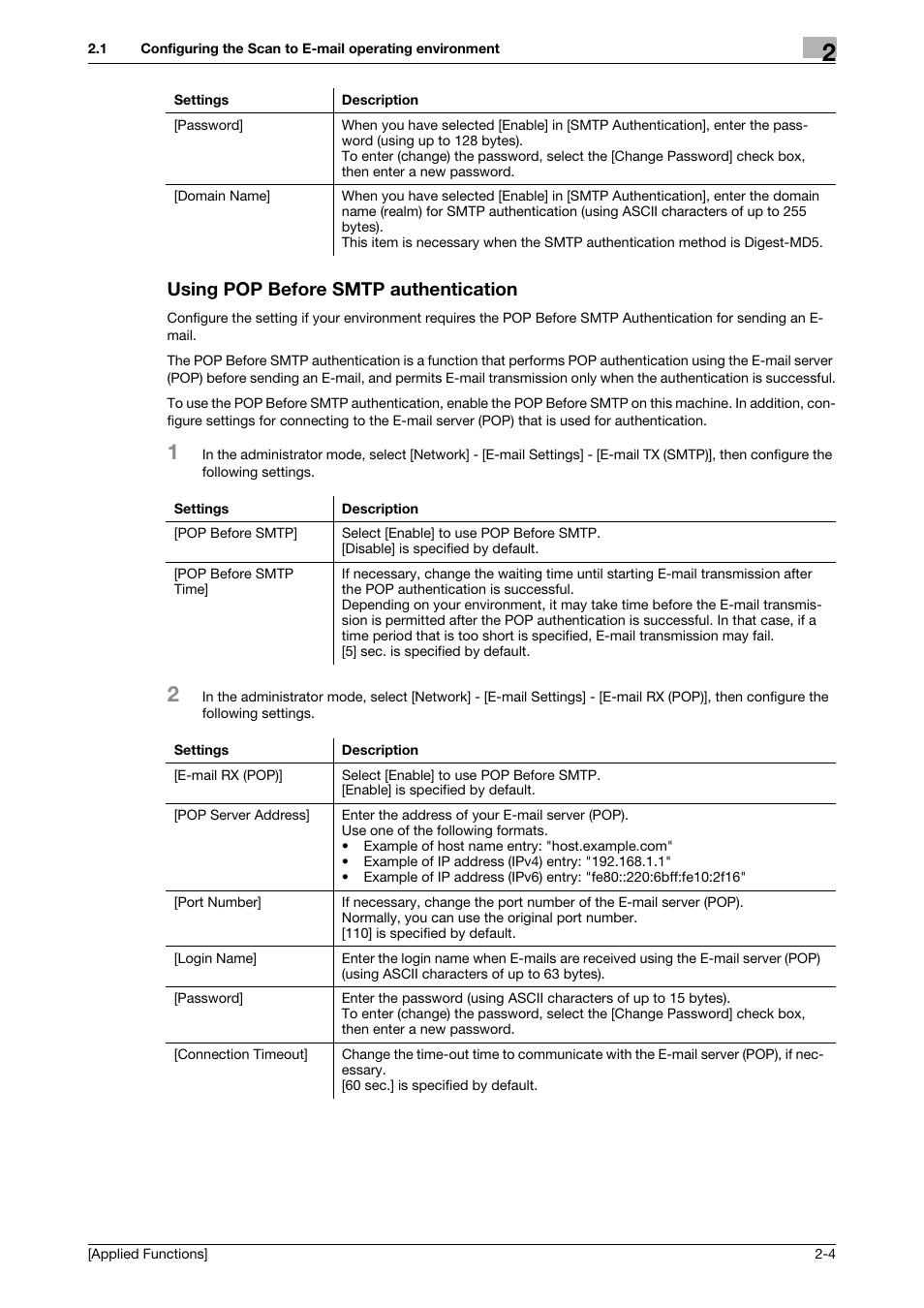 Using pop before smtp authentication, Using pop before smtp authentication -4 | Konica Minolta bizhub 4750 User Manual | Page 69 / 149