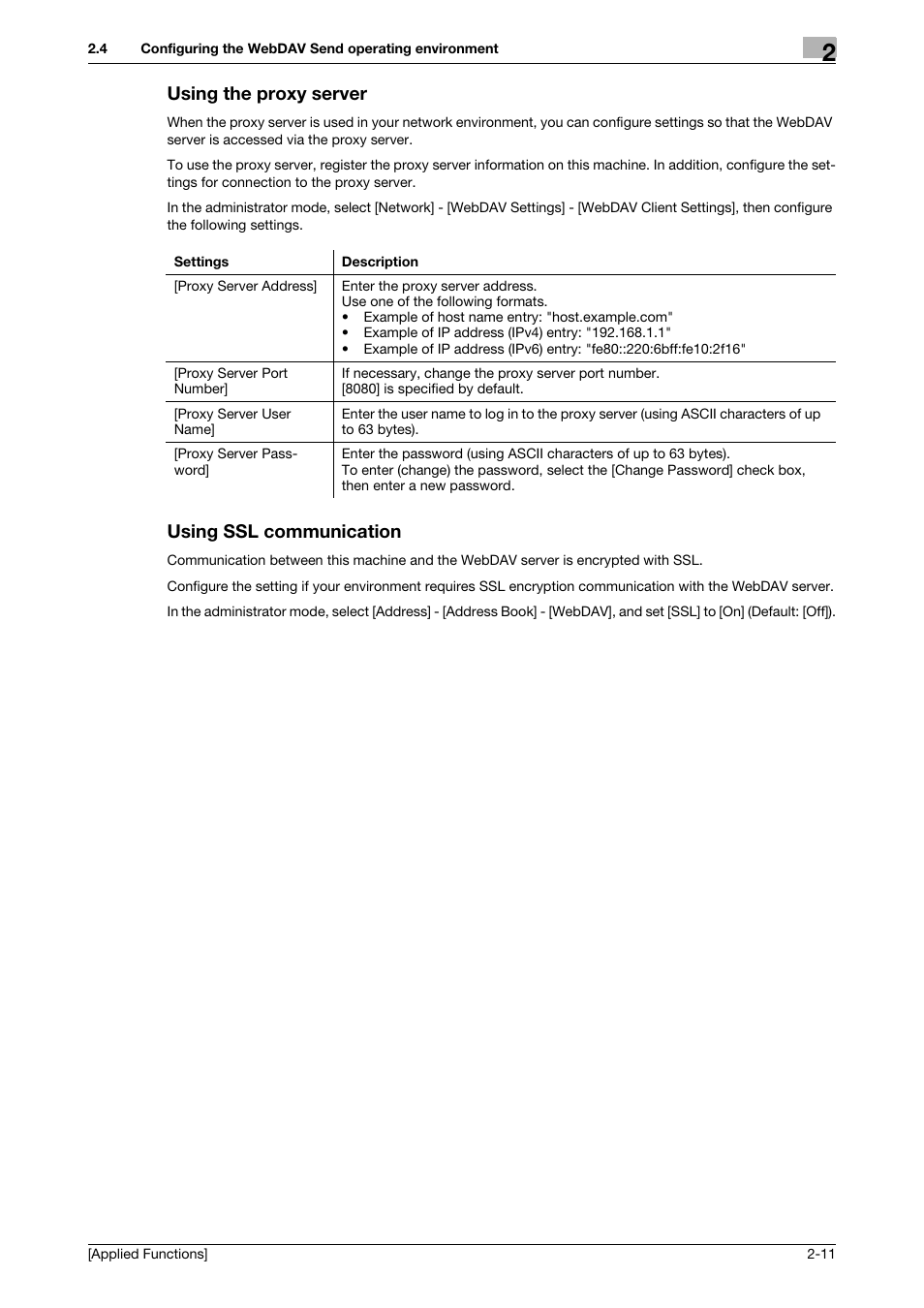 Using the proxy server, Using ssl communication | Konica Minolta bizhub 4750 User Manual | Page 76 / 149