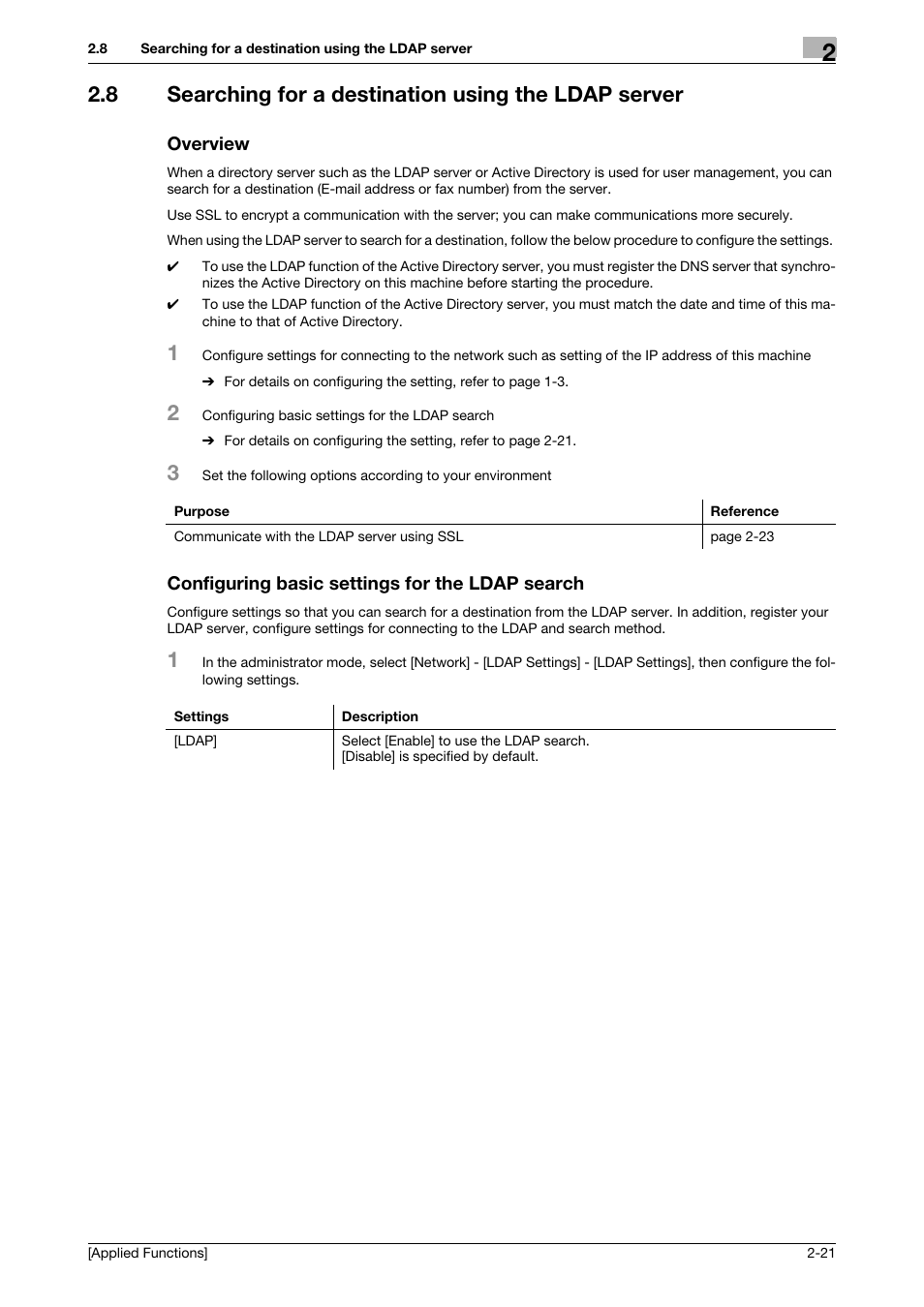 Overview, Configuring basic settings for the ldap search | Konica Minolta bizhub 4750 User Manual | Page 86 / 149