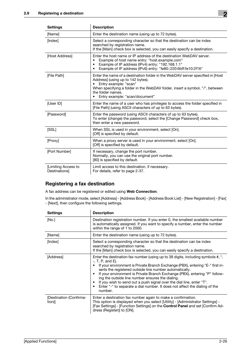 Registering a fax destination, Registering a fax destination -26 | Konica Minolta bizhub 4750 User Manual | Page 91 / 149