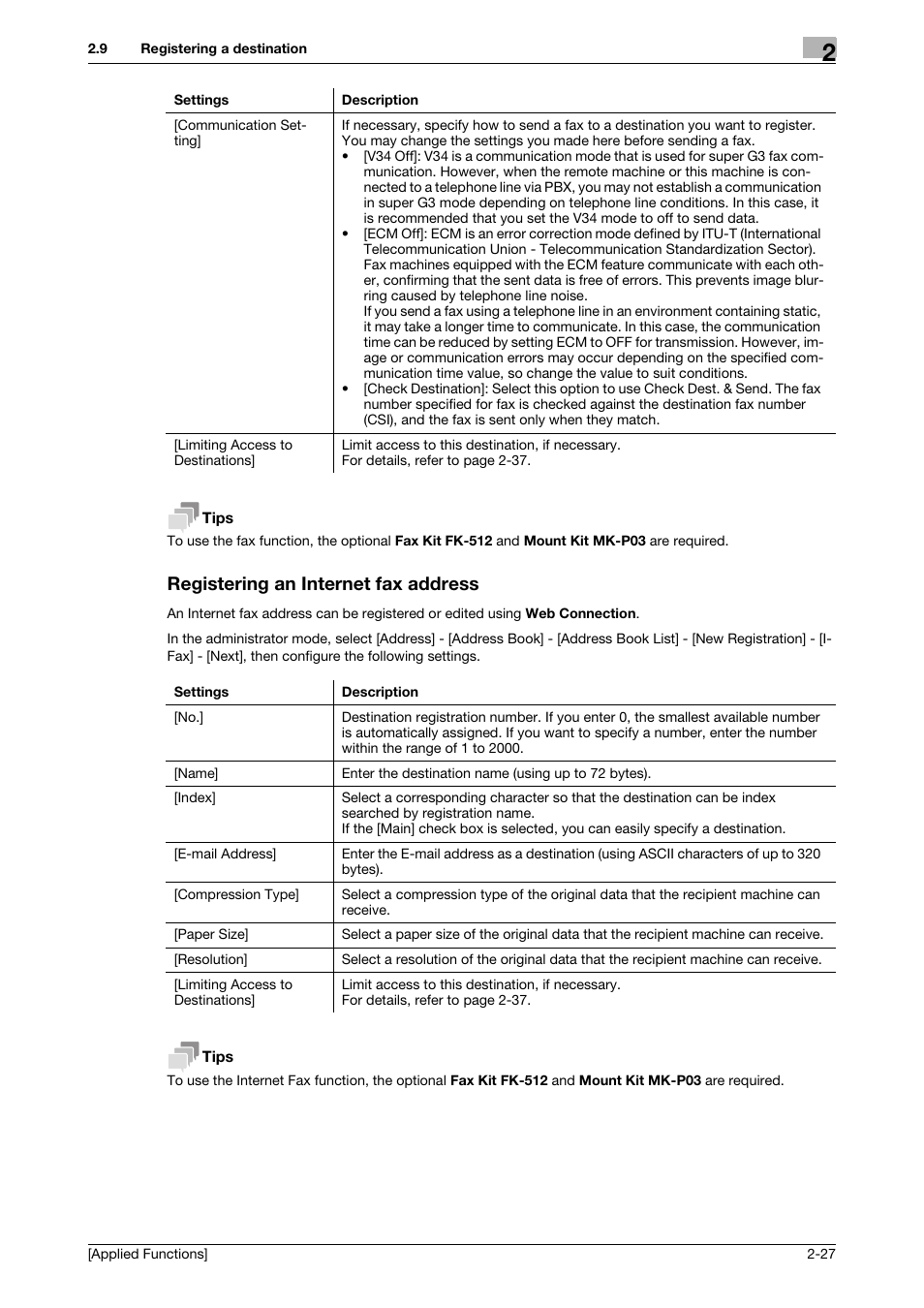 Registering an internet fax address, Registering an internet fax address -27 | Konica Minolta bizhub 4750 User Manual | Page 92 / 149