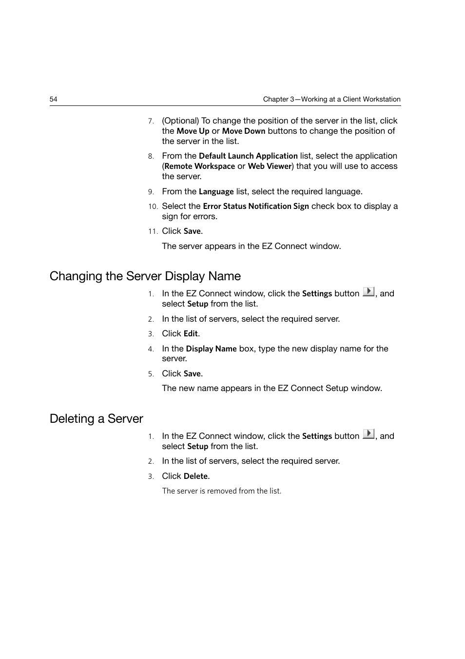 Changing the server display name, Deleting a server, Changing the server display name deleting a server | Konica Minolta bizhub PRO C6500P User Manual | Page 62 / 266