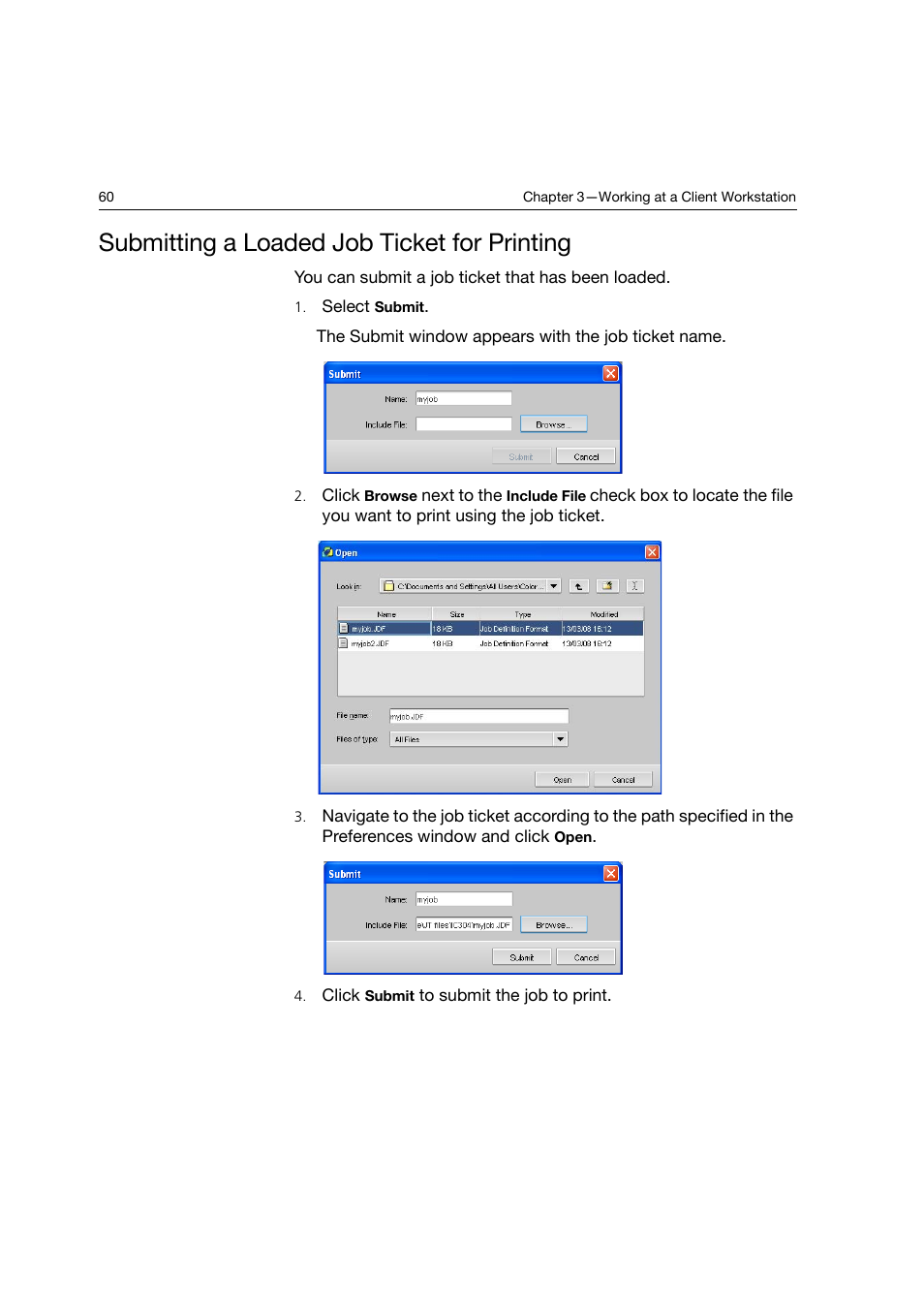 Submitting a loaded job ticket for printing | Konica Minolta bizhub PRO C6500P User Manual | Page 68 / 266