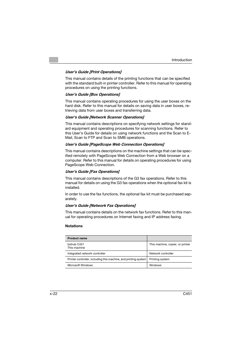 Notations | Konica Minolta bizhub C451 User Manual | Page 23 / 102