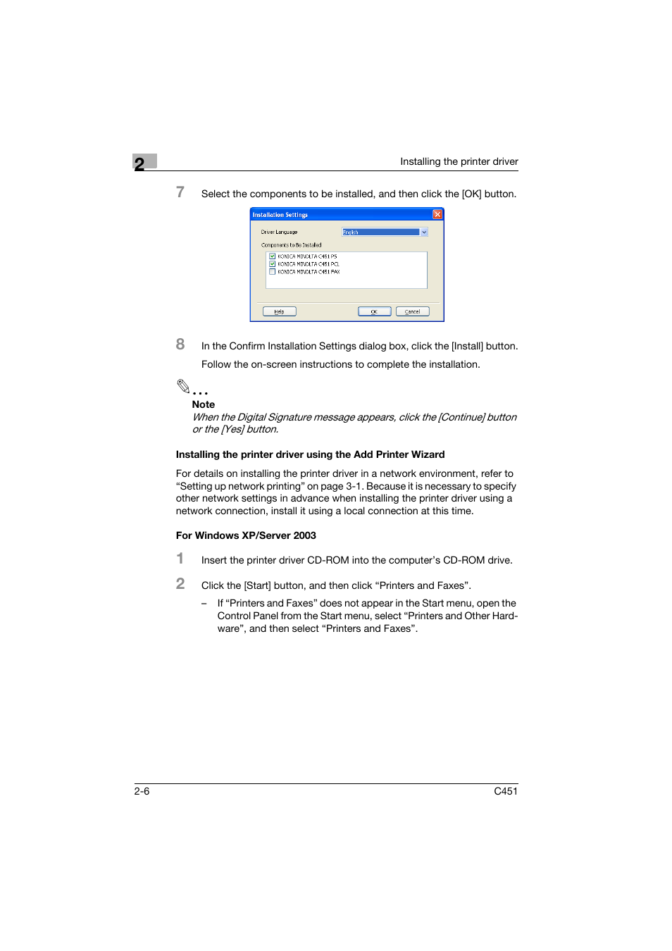 For windows xp/server 2003 | Konica Minolta bizhub C451 User Manual | Page 41 / 102