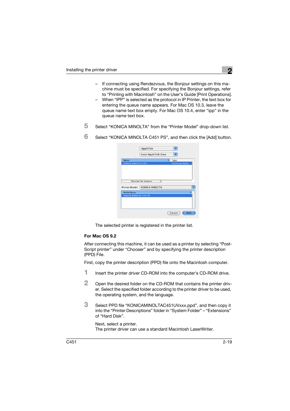 For mac os 9.2, For mac os 9.2 -19 | Konica Minolta bizhub C451 User Manual | Page 54 / 102