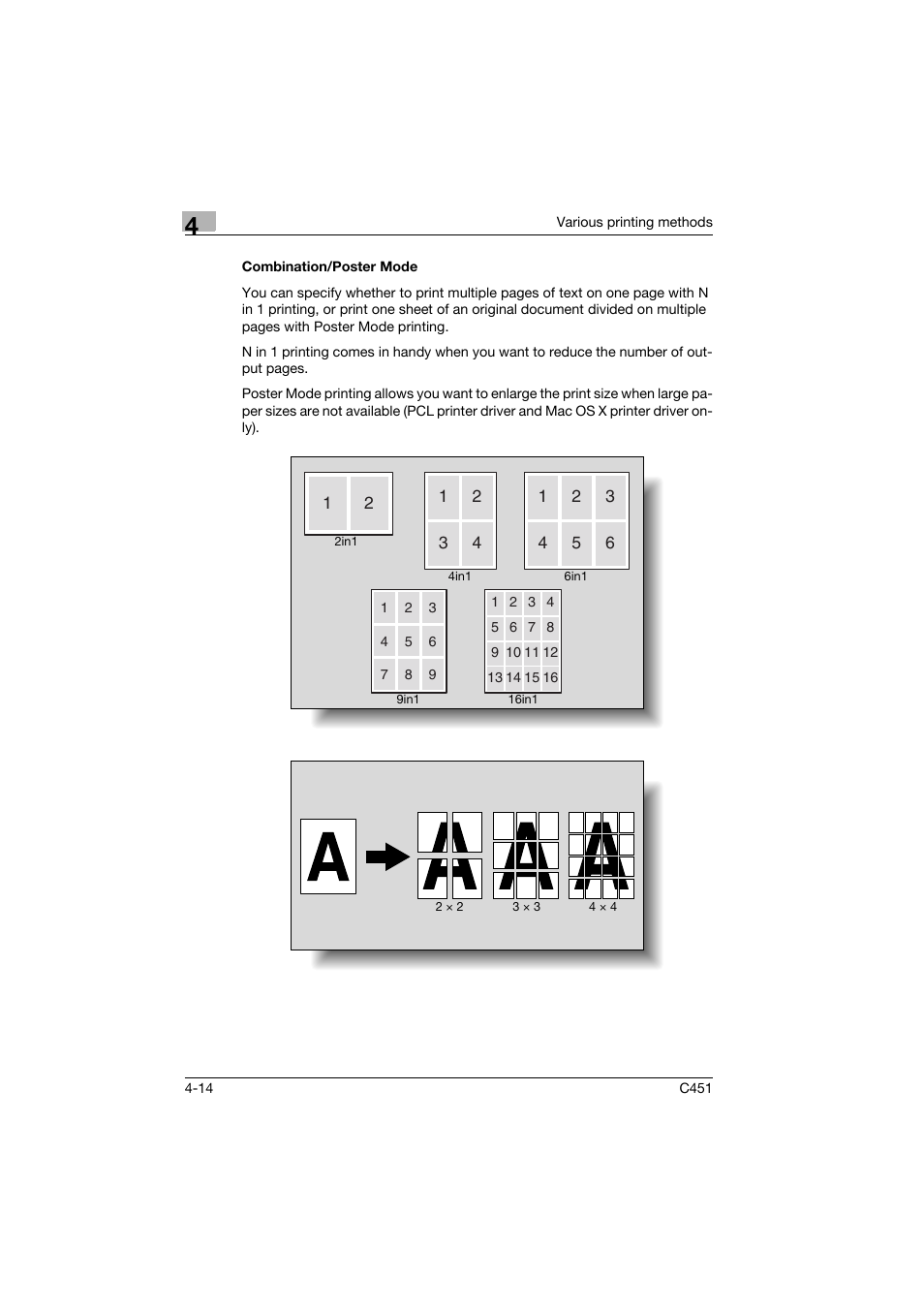 Combination/poster mode, Combination/poster mode -14 | Konica Minolta bizhub C451 User Manual | Page 75 / 102