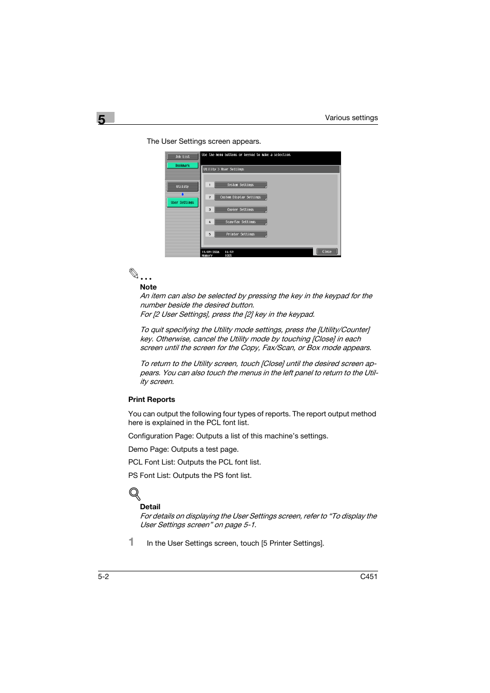 Print reports, Print reports -2 | Konica Minolta bizhub C451 User Manual | Page 87 / 102