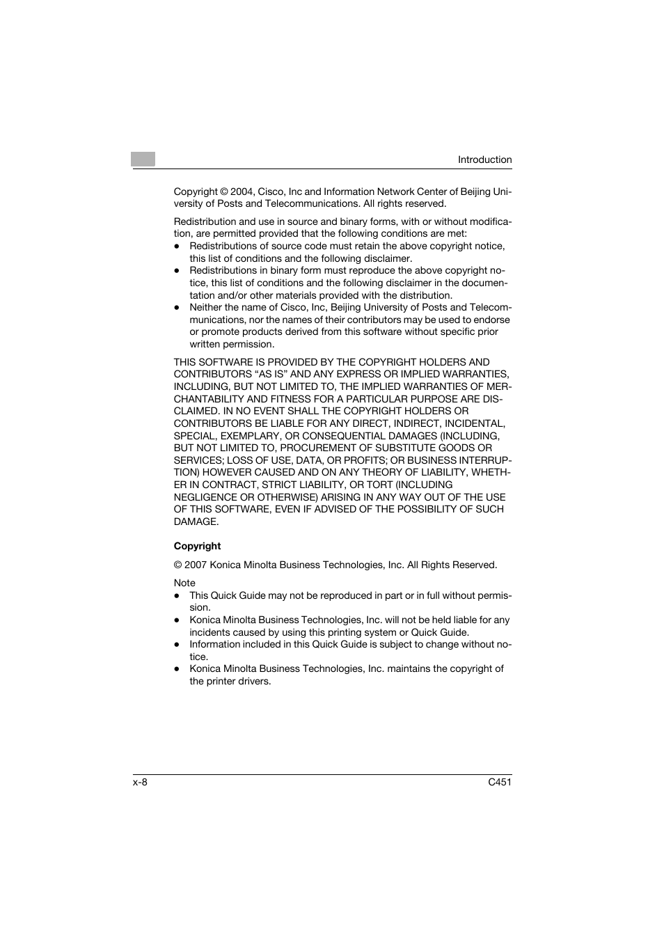 Copyright | Konica Minolta bizhub C451 User Manual | Page 9 / 102
