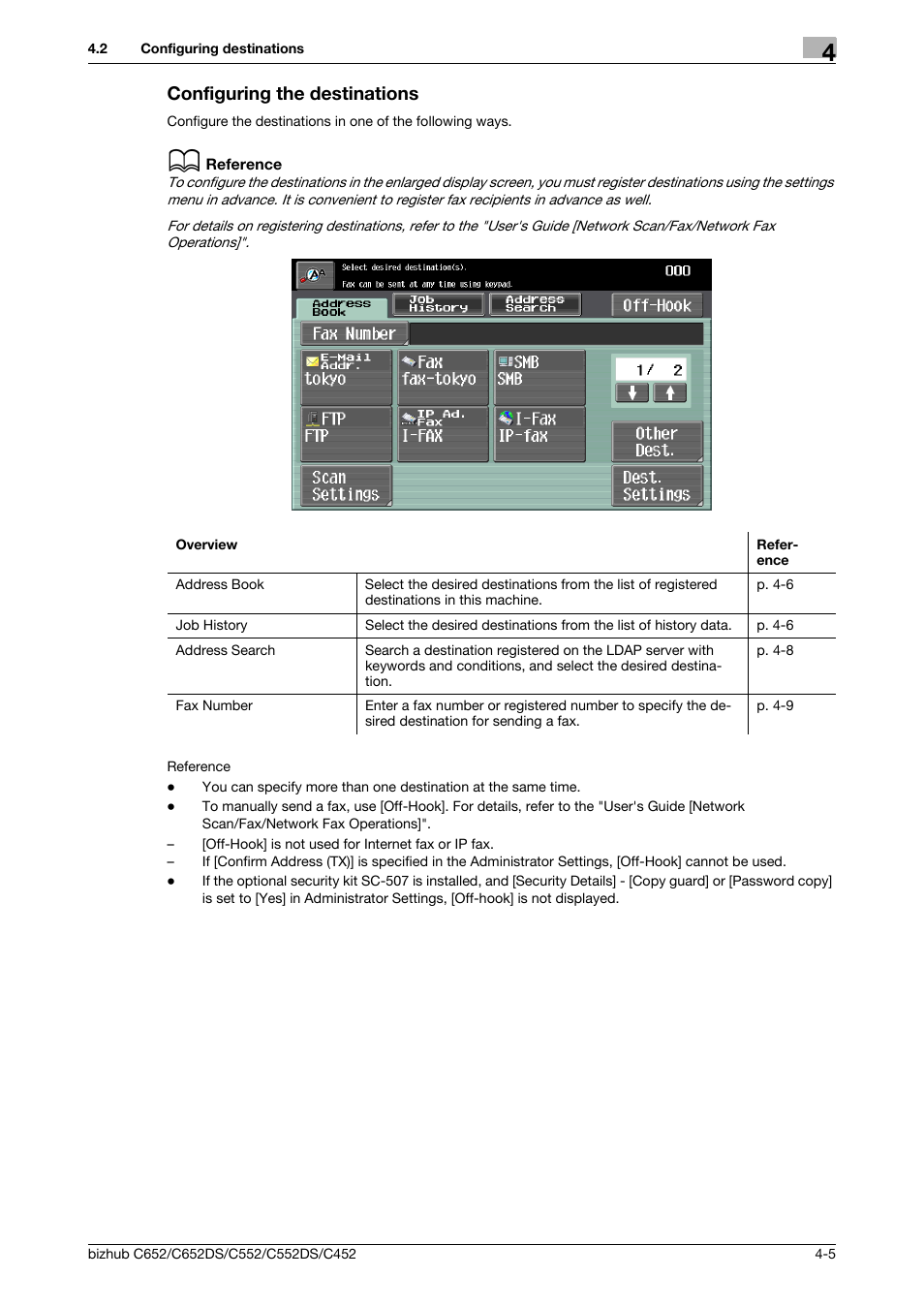Configuring the destinations, Configuring the destinations -5 | Konica Minolta BIZHUB C652DS User Manual | Page 45 / 64