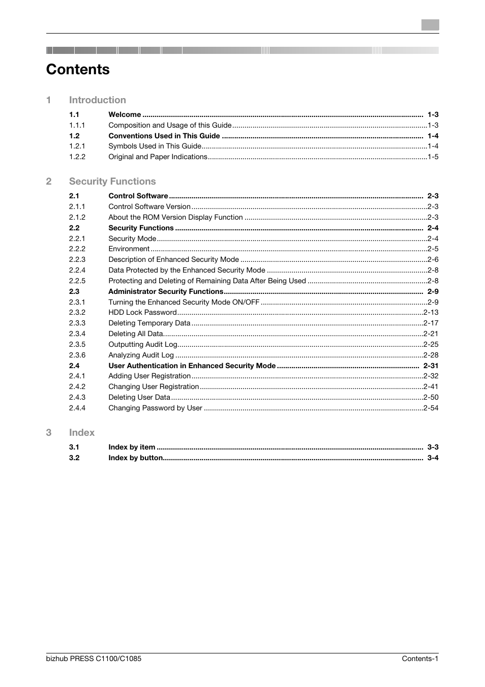 Konica Minolta bizhub PRESS C1100 User Manual | Page 3 / 72