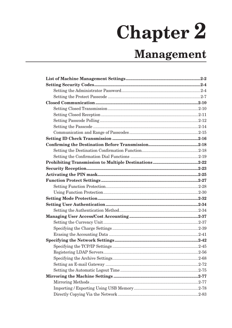 Chapter 2 management, Chapter, Management | Konica Minolta bizhub 25 User Manual | Page 54 / 175