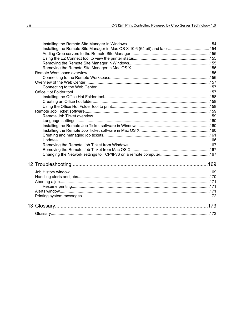 12 troubleshooting, 13 glossary | Konica Minolta bizhub PRESS 2250P User Manual | Page 8 / 193