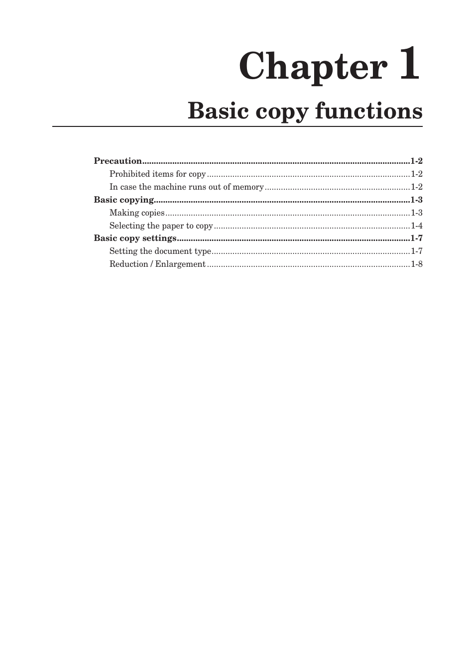 Chapter 1, Basic copy functions, Chapter 1 basic copy functions | Chapter | Konica Minolta bizhub 25e User Manual | Page 6 / 46
